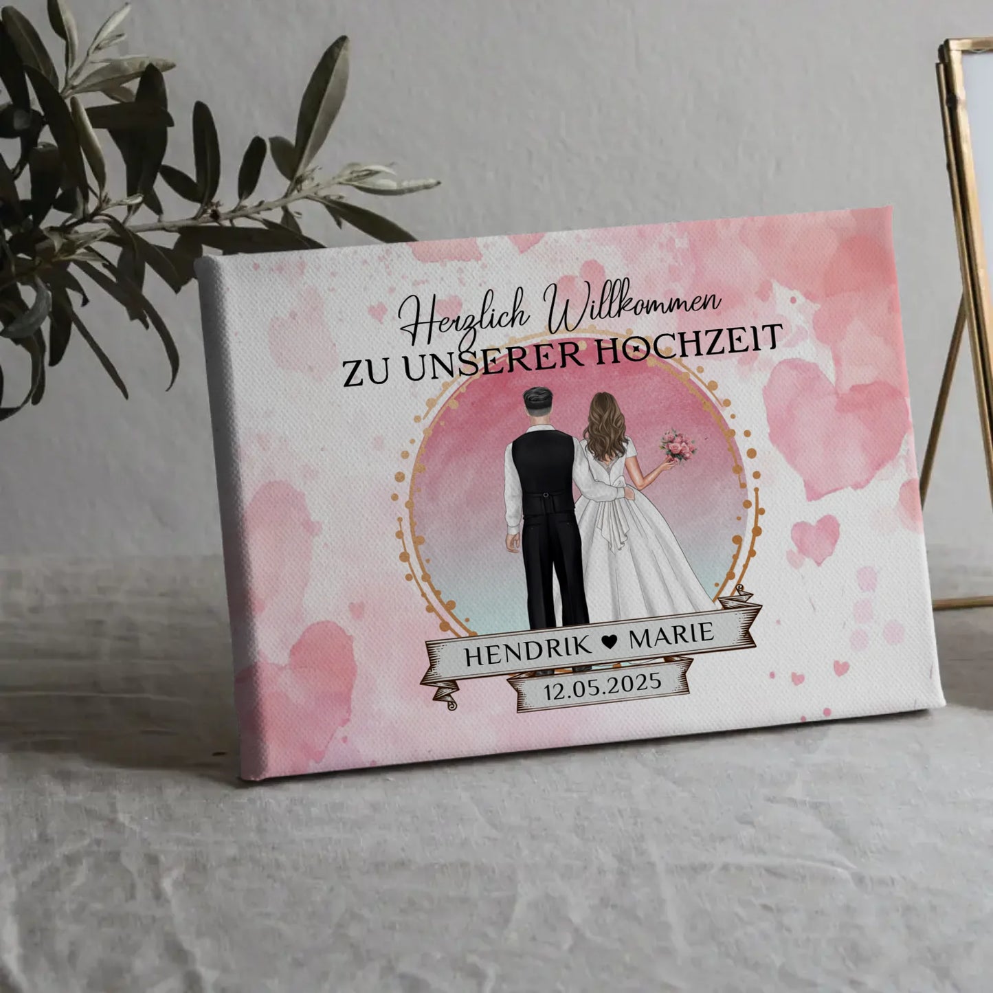 Willkommens Leinwand Hochzeit Watercolor personalisierte Geschenke