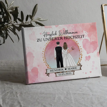 Willkommens Leinwand Hochzeit Watercolor personalisierte Geschenke