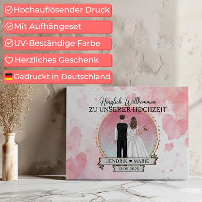 Willkommens Leinwand Hochzeit Watercolor personalisierte Geschenke