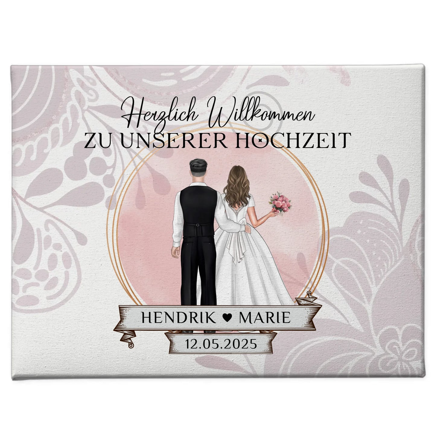 Willkommensschild Hochzeit Wasserfarb Stil Leinwand personalisiert