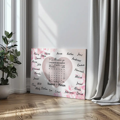 Willkommensschild Hochzeit Farbklecks Herz für Unterschriften