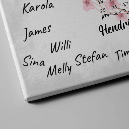 Willkommens Leinwand Hochzeit für eigene Unterschriften Herz Kranz