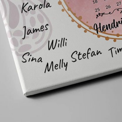 Leinwand Hochzeit Herzlich Willkommen Rosa Aquarell Unterschriften