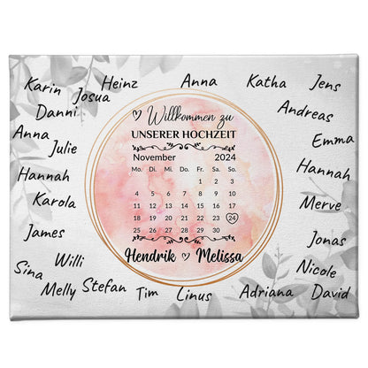 Willkommensschild Hochzeit Aquarell Kranz für eigene Unterschriften