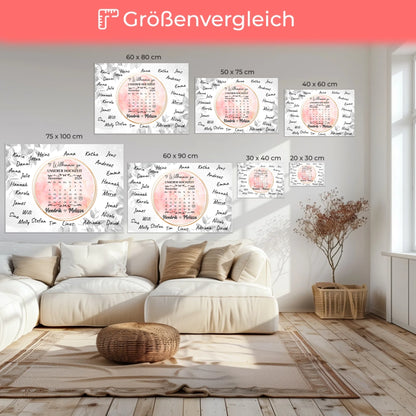 Willkommensschild Hochzeit Aquarell Kranz für eigene Unterschriften