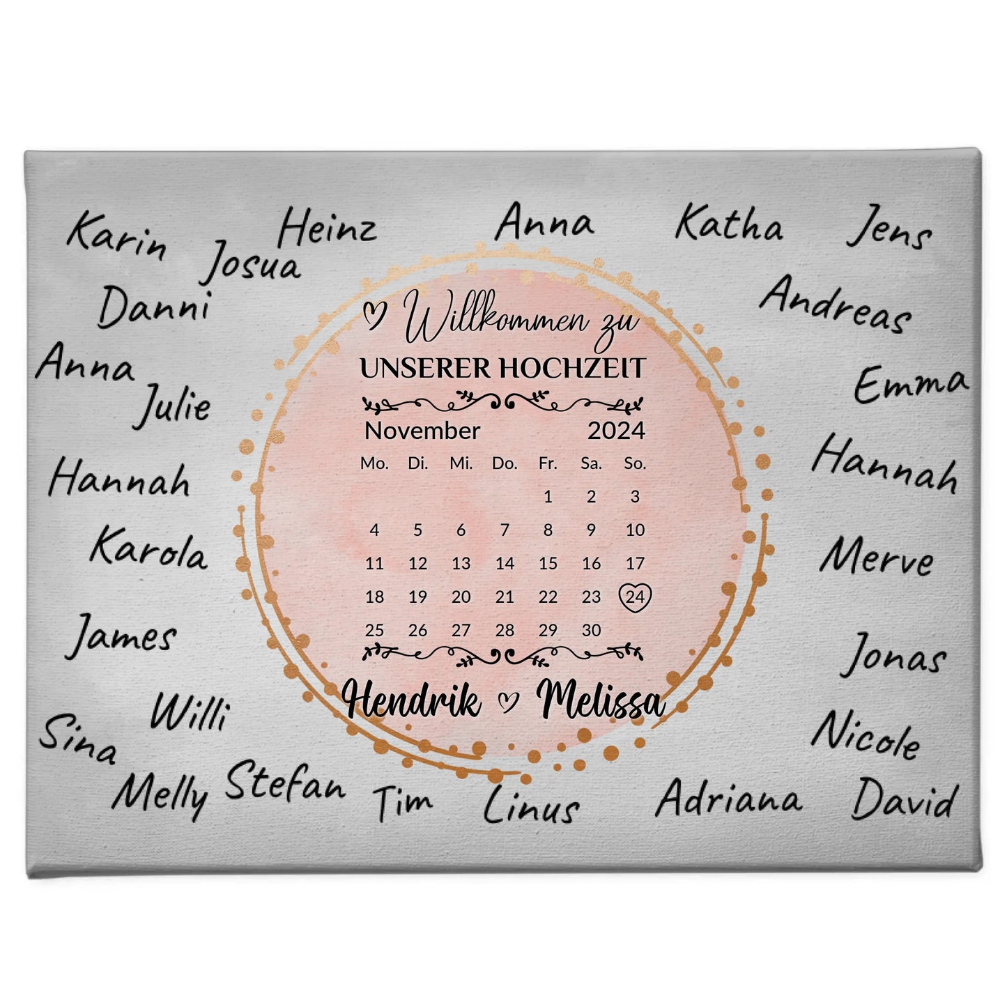 Hochzeit Willkommensschild für eigene Unterschriften gestalten