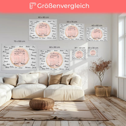 Hochzeit Willkommensschild für eigene Unterschriften gestalten