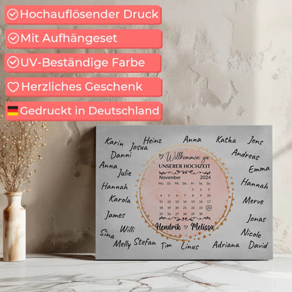 Hochzeit Willkommensschild für eigene Unterschriften gestalten