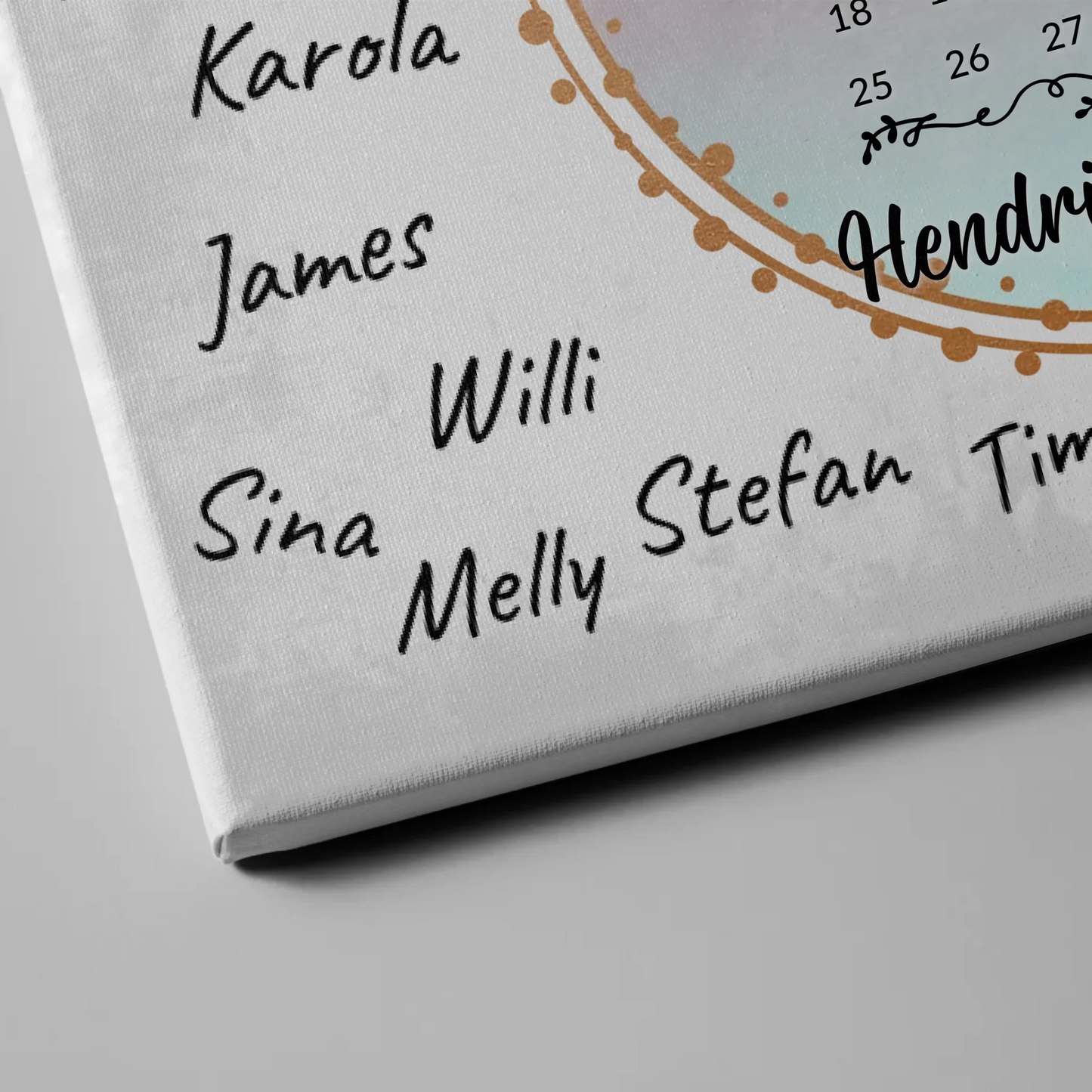 Willkommens Leinwand Hochzeit für eigene Unterschriften Farbklecks Blau