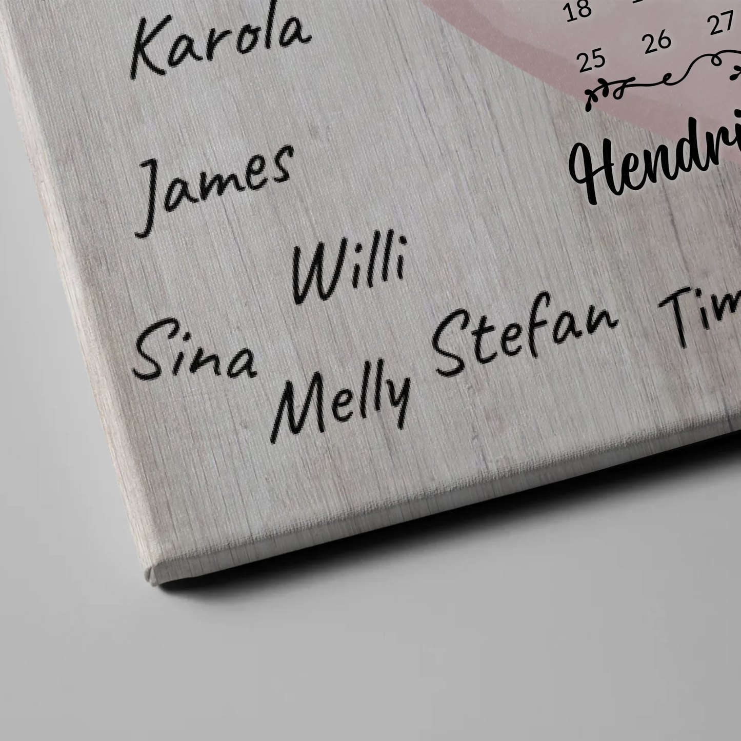 Willkommensschild Hochzeit mit Farbklecks Herz für Unterschriften