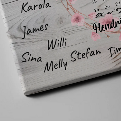 Willkommens Leinwand Hochzeit für eigene Unterschriften Blumenkranz