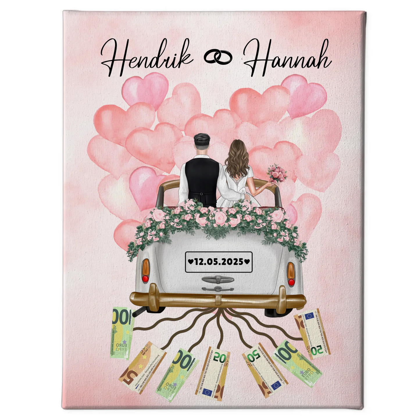 Personalisierte Leinwand als Geldgeschenk für die Hochzeit gestalten