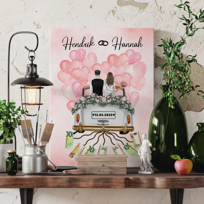 Personalisierte Leinwand als Geldgeschenk für die Hochzeit gestalten