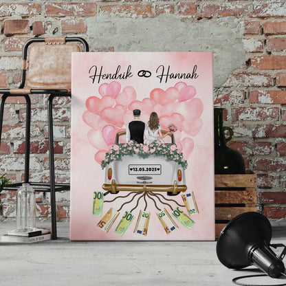 Personalisierte Leinwand als Geldgeschenk für die Hochzeit gestalten