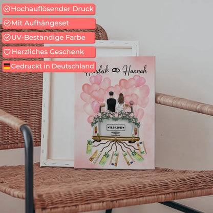 Personalisierte Leinwand als Geldgeschenk für die Hochzeit gestalten