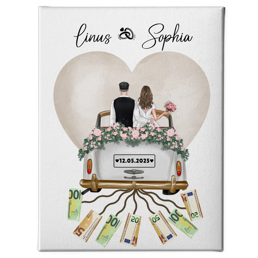 Wandbild als Geldgeschenk für Hochzeit individuell gestalten