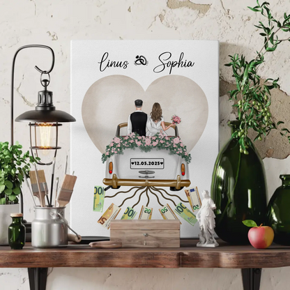 Wandbild als Geldgeschenk für Hochzeit individuell gestalten