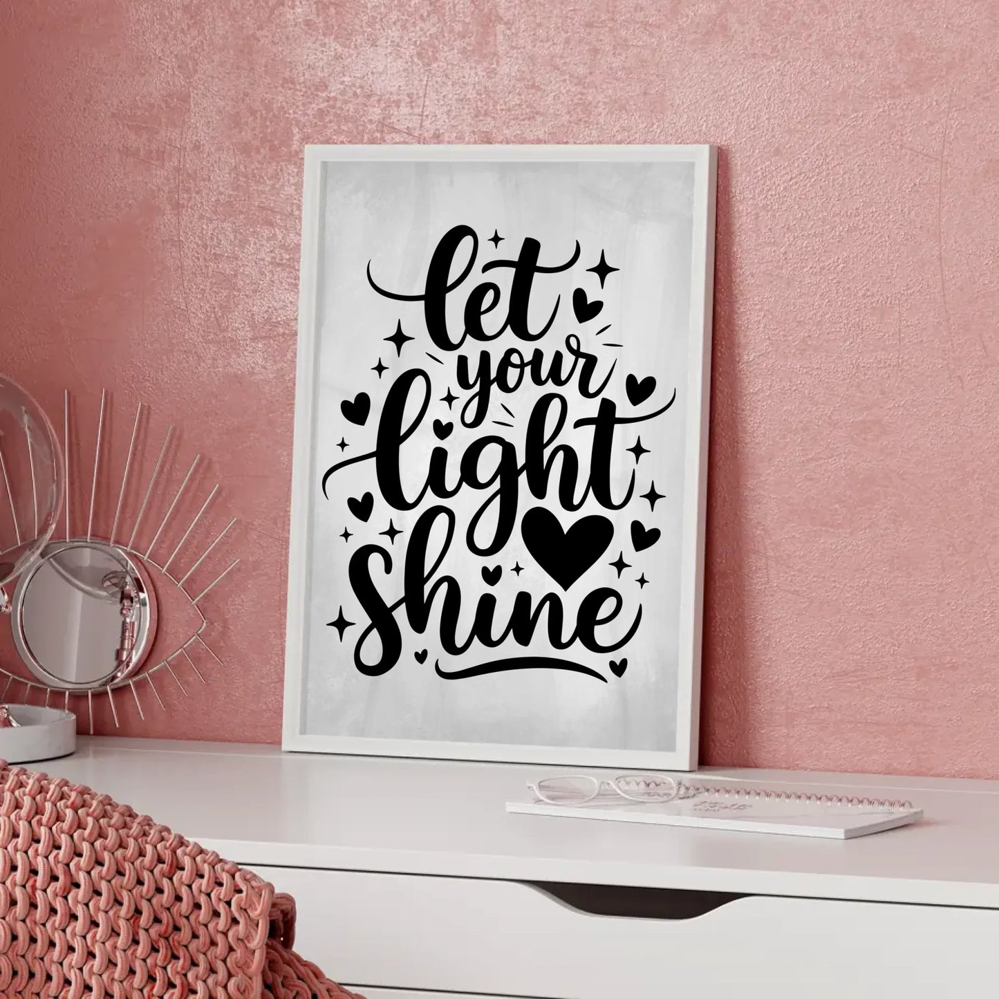 Poster mit Spruch Let your light shine für persönliche Geschenke