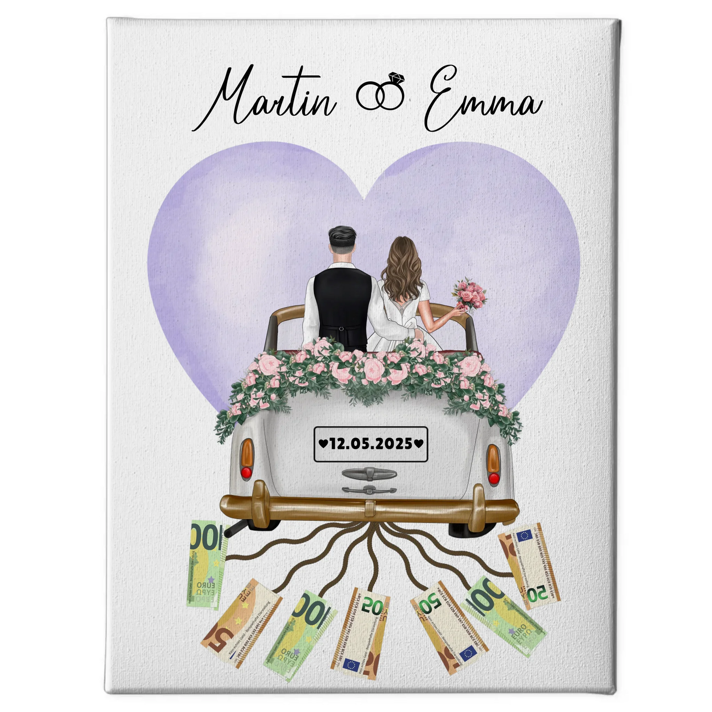 Personalisierte Leinwand als Geschenkidee Geldgeschenk Hochzeit