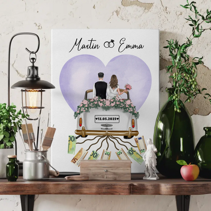Personalisierte Leinwand als Geschenkidee Geldgeschenk Hochzeit