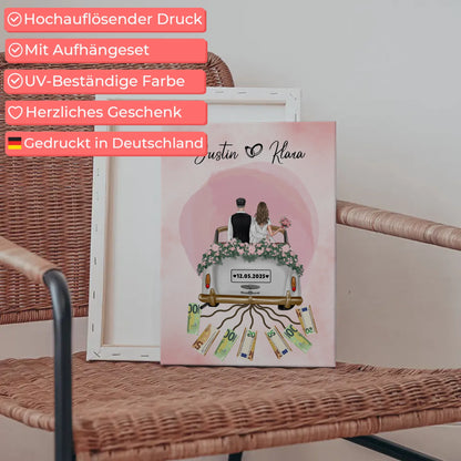 Personalisierte Hochzeit Leinwand Herz Farbklecks Geldgeschenkidee