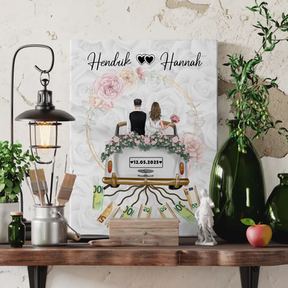 Personalisierte Leinwand für Geldgeschenke zur Hochzeit