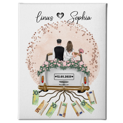 Personalisierte Geschenk Hochzeit Leinwand Farbklecks Rose