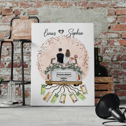Personalisierte Geschenk Hochzeit Leinwand Farbklecks Rose
