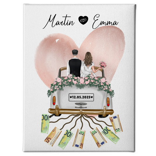 Personalisierte Leinwand als Geldgeschenk für die Hochzeit