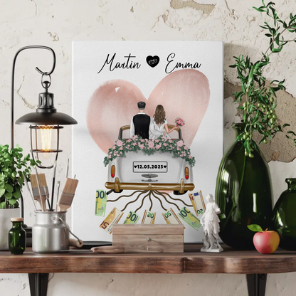 Personalisierte Leinwand als Geldgeschenk für die Hochzeit
