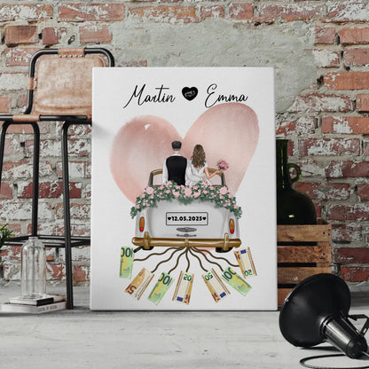 Personalisierte Leinwand als Geldgeschenk für die Hochzeit