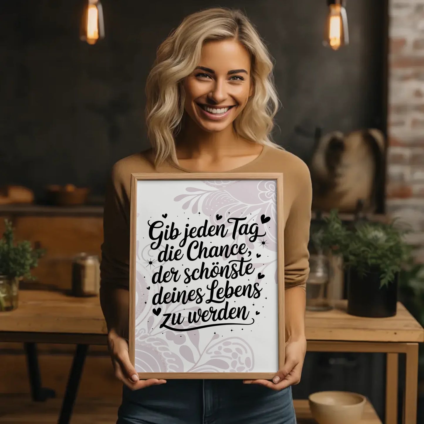 Poster Spruch Gib jedem Tag die Chance der schönste deines Lebens