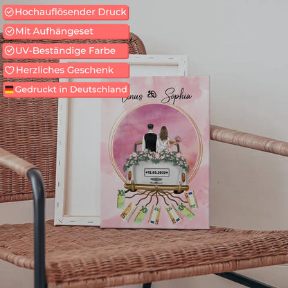 Personalisierte Hochzeit Leinwand mit Namen Geldgeschenkidee