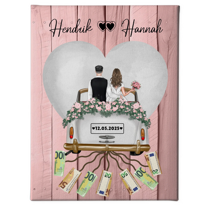 Personalisierte Geldgeschenke für Hochzeit Wandbild mit Namen