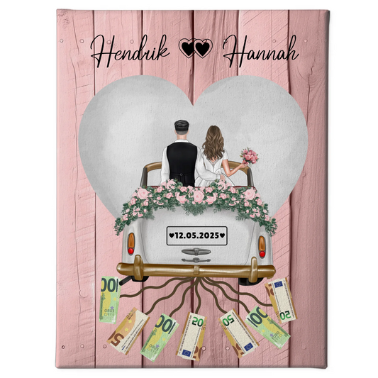 Personalisierte Geldgeschenke für Hochzeit Wandbild mit Namen
