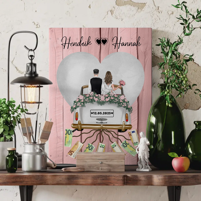 Personalisierte Geldgeschenke für Hochzeit Wandbild mit Namen