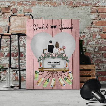 Personalisierte Geldgeschenke für Hochzeit Wandbild mit Namen