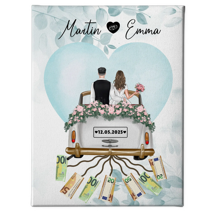 Kreatives Geldgeschenk Leinwand Hochzeit Wunschtext Namen