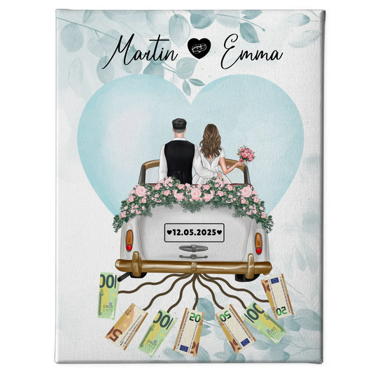 Kreatives Geldgeschenk Leinwand Hochzeit Wunschtext Namen