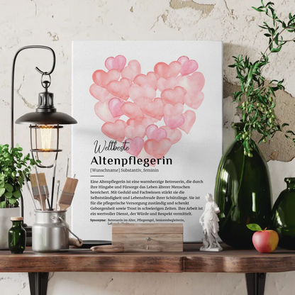 Personalisierte Fotoleinwand Altenpflegerin mit Namen Geschenkidee