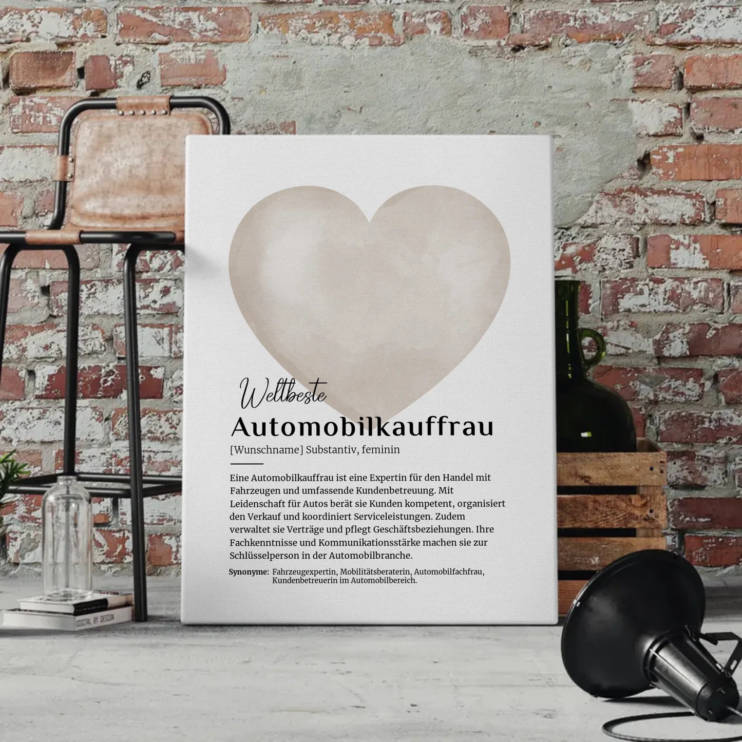 Leinwand Definition Automobilkauffrau mit Namen Geschenk