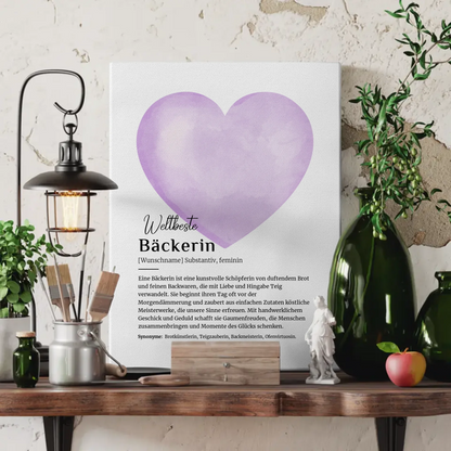 Personalisierte Leinwand Definition Bäckerin mit Namen Geschenkidee