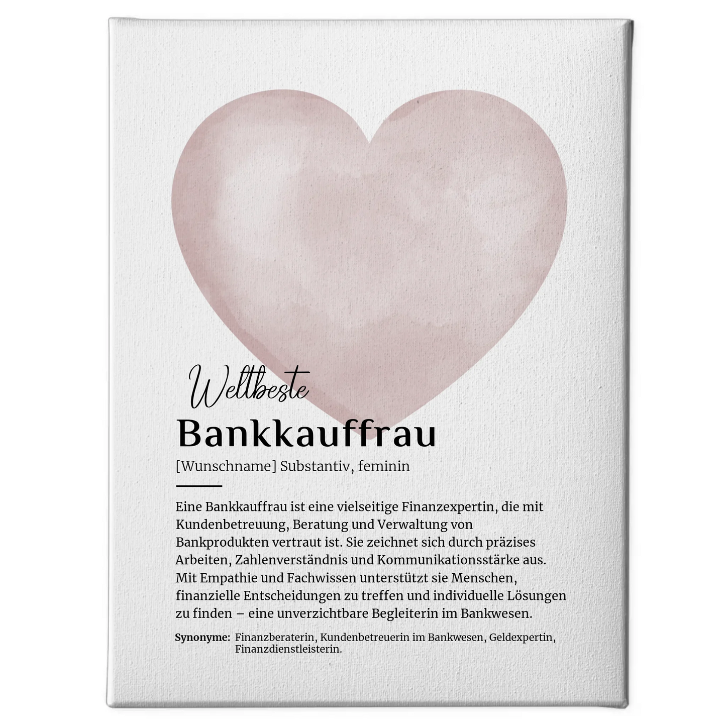 Leinwand Definition Bankkauffrau mit Namen Geschenk personalisiert