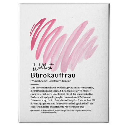 Leinwand Definition Bürokauffrau mit Namen Geschenk individuell