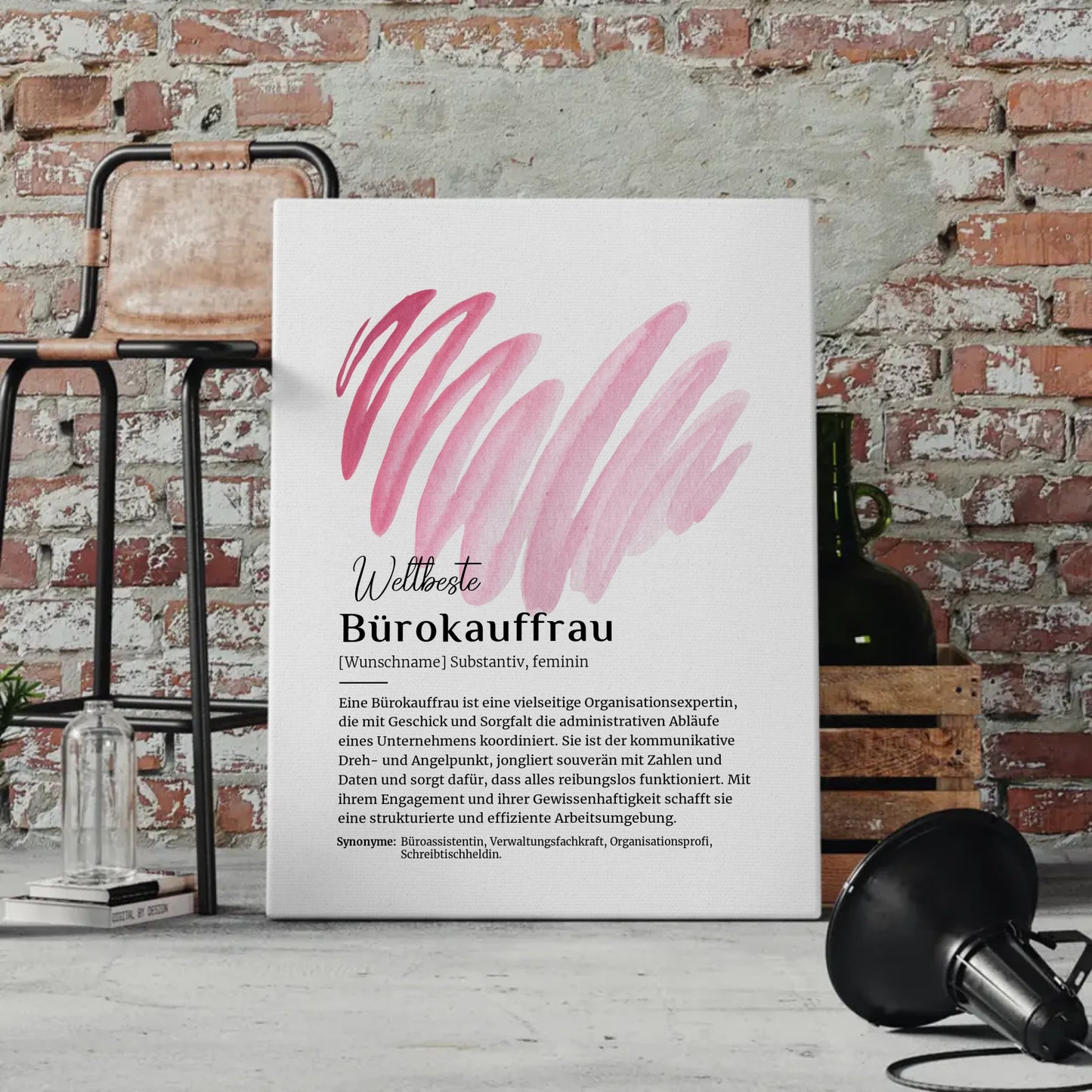 Leinwand Definition Bürokauffrau mit Namen Geschenk individuell