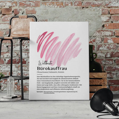 Leinwand Definition Bürokauffrau mit Namen Geschenk individuell