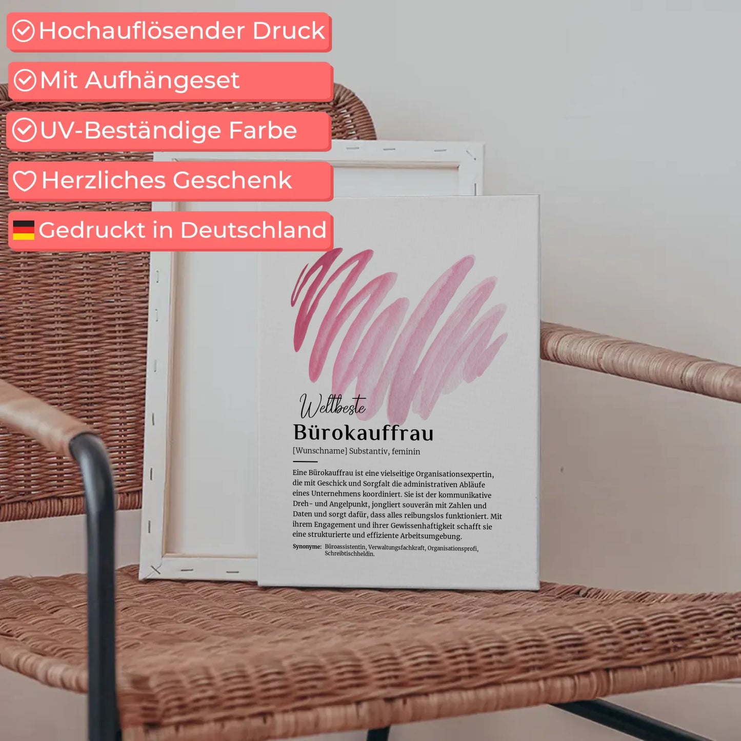 Leinwand Definition Bürokauffrau mit Namen Geschenk individuell