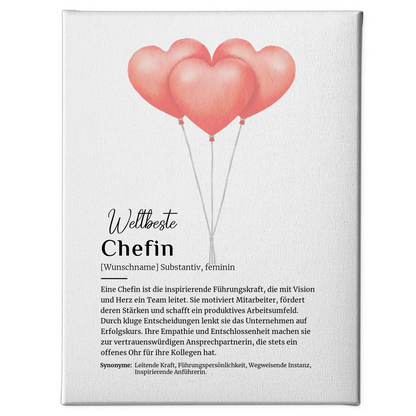 Leinwand Definition Chefin mit Namen Geschenkidee personalisiert
