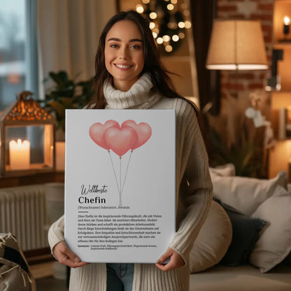 Leinwand Definition Chefin mit Namen Geschenkidee personalisiert