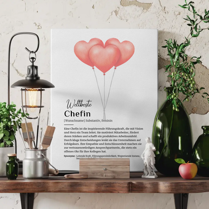 Leinwand Definition Chefin mit Namen Geschenkidee personalisiert